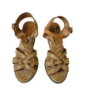 ANDRE ASSOUS Platform Wedge Sandals Size 7.5 Leather Upper Made in Spain Shoes